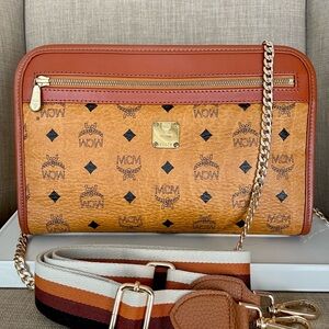 Authentic MCM congnac vintage clutch bag (D7101)